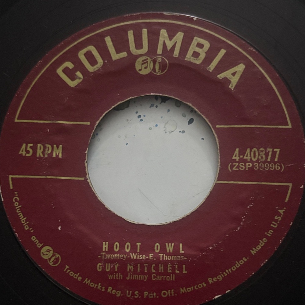 Guy Mitchell , Rock a billly & Hoot Owl vintage 45 RPM vinyl record